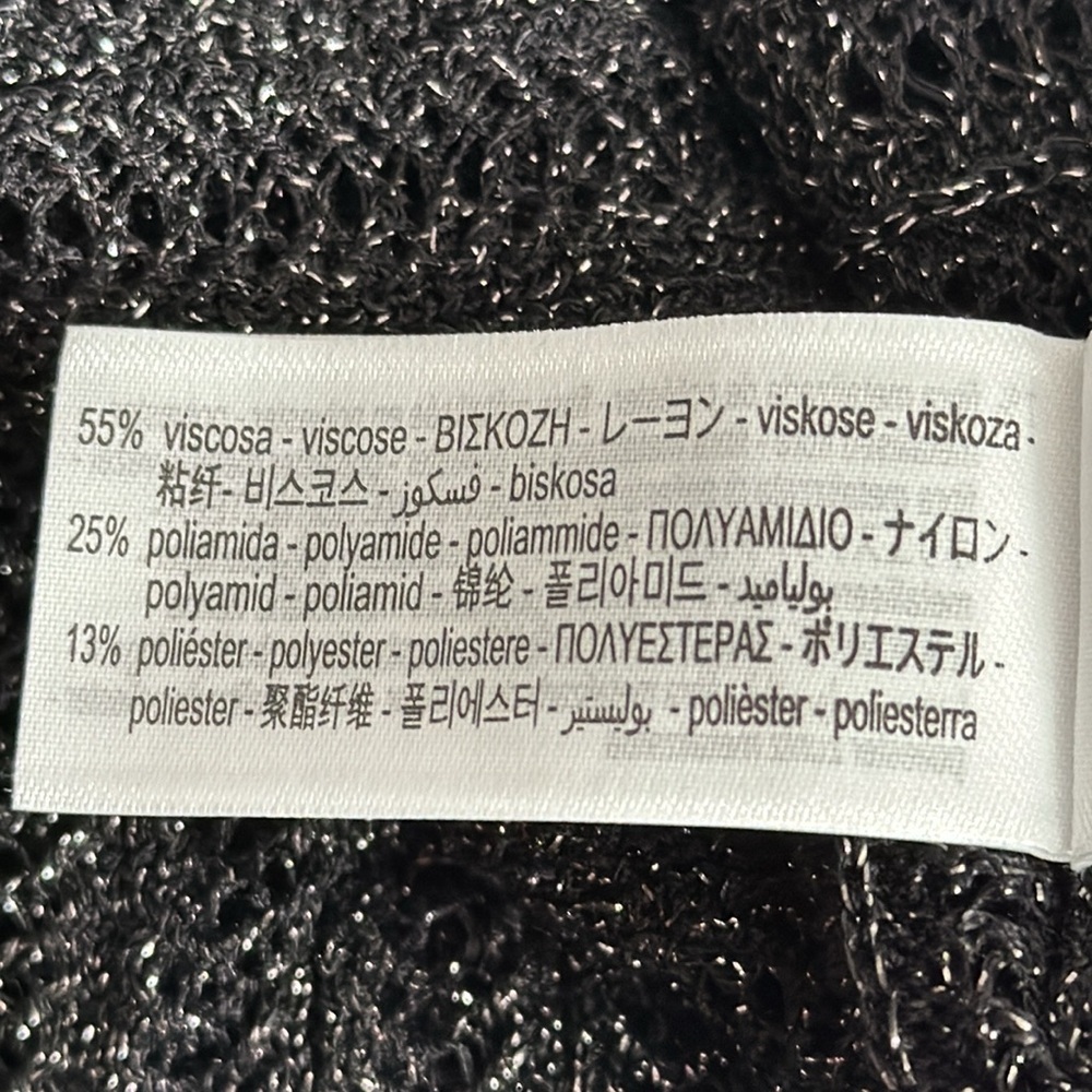 ZARA Fitted Sweater Black Metallic Sparkle size L Crochet See Through Party - Picture 6 of 6